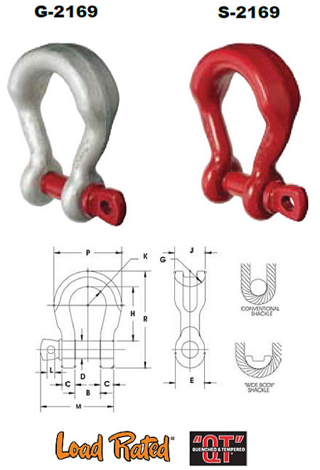 G-2169 / S-2169 Screw Pin Wide Body Shackles