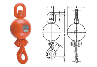 UB-550S Top Swivel Overhaul Balls with SHUR-LOC® Eye Hook Diagram