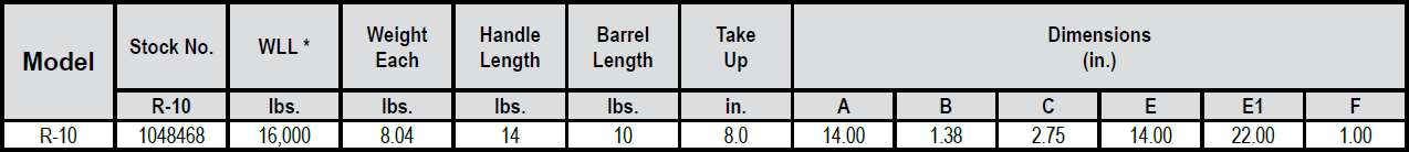 R-10 Binder Without Links & Hooks Specs