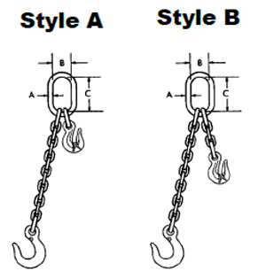 Herc-Alloy 1000 Adjustable Single Chain Slings Diagram