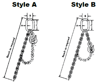 Herc-Alloy 1000 Adjustable Single Loop Chain Slings Diagram