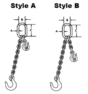 Herc-Alloy 800 Adjustable Single Chain Slings Diagram