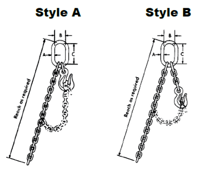 Herc-Alloy 800 Adjustable Single Loop Chain Slings Diagram