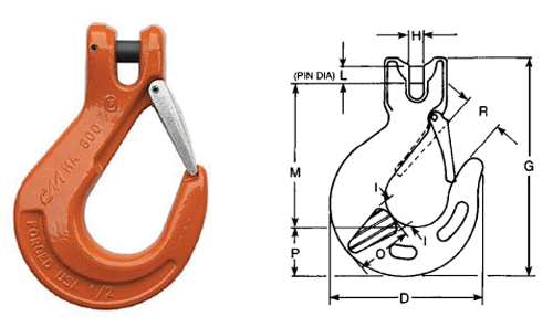 Herc-Alloy 800 Clevlok Sling Hook With Latch Diagram