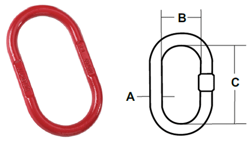 Accoloy® Kuplex® Oblong Master Links Diagram