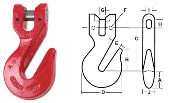 Kuplex® Clevis Type Grab Hooks Diagram