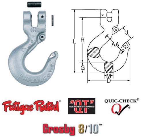 Grade 100 A-1339 Clevis Sling Hook Diagram