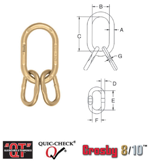 Grade 80 A-345 Master Link Assembly With Engineered Flat Diagram