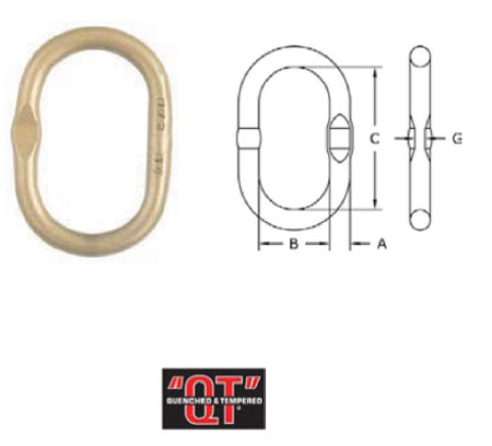 Grade 80 A-344 Welded Master Link with Engineered Flat Diagram