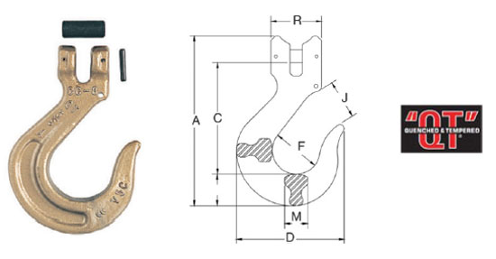 Grade 80 A-339 Clevis Sling Hook Diagram