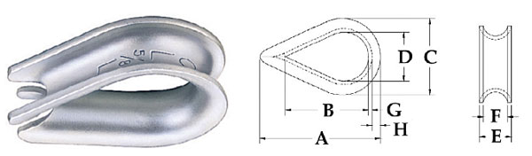 G-411 Standard Wire Rope Thimbles Diagram