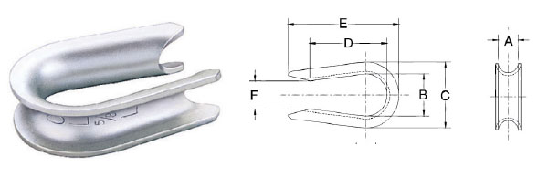 G-408 Open Pattern Wire Rope Thimbles Diagram