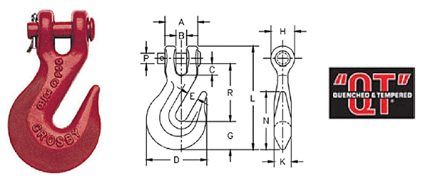 H-330 / A-330 Clevis Grab Hooks Diagram