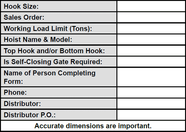 Hook Data Form Specs