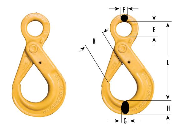 Eye Type Self-Locking Hooks Diagram