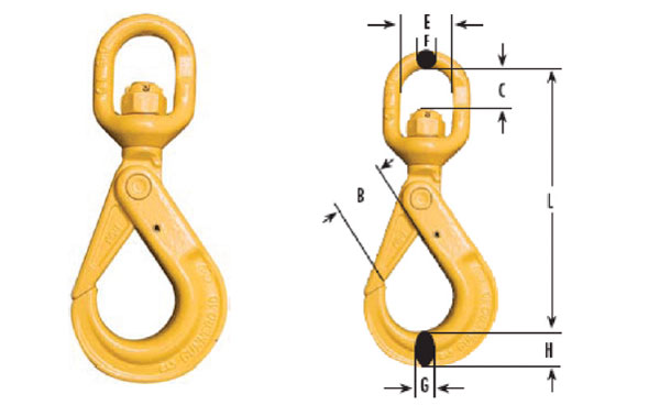 Swivel Bronze Bushing Self-Locking Hooks Diagram