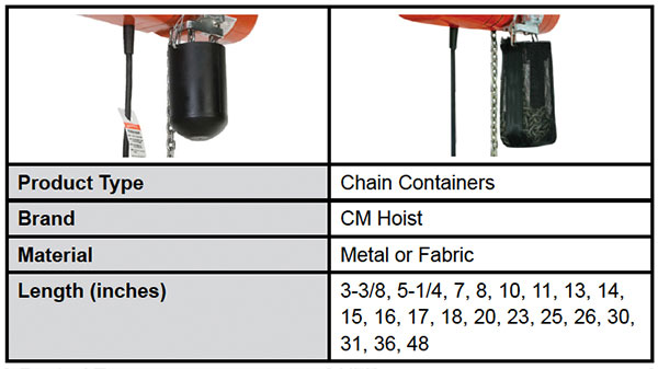 Lodestar Electric Chain Hoist With Variable Frequency Drive Chain Containers Specs