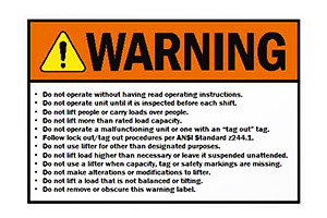 Low Headroom Multiple Spread Lifting Beams (Model 20) Warning 2