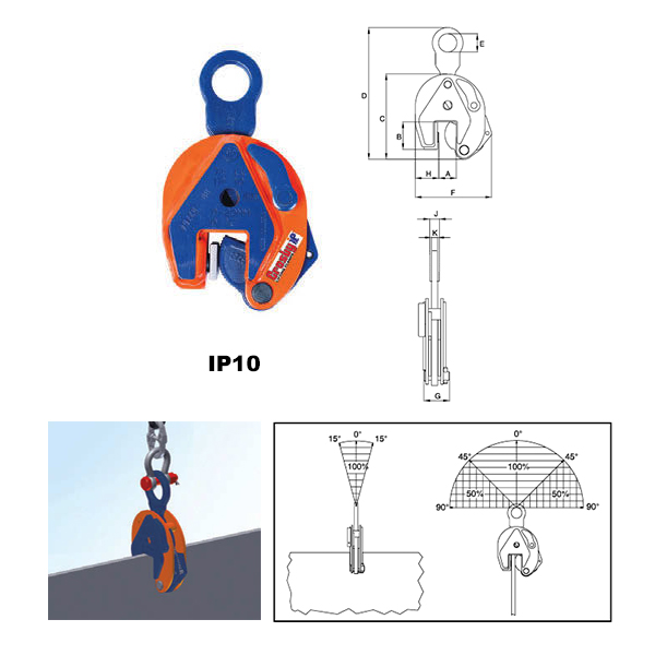 IP10 Vertical Clamps (Crosby) Diagram