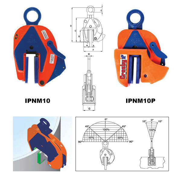 IPNM10 Vertical Clamps (Crosby) Diagram