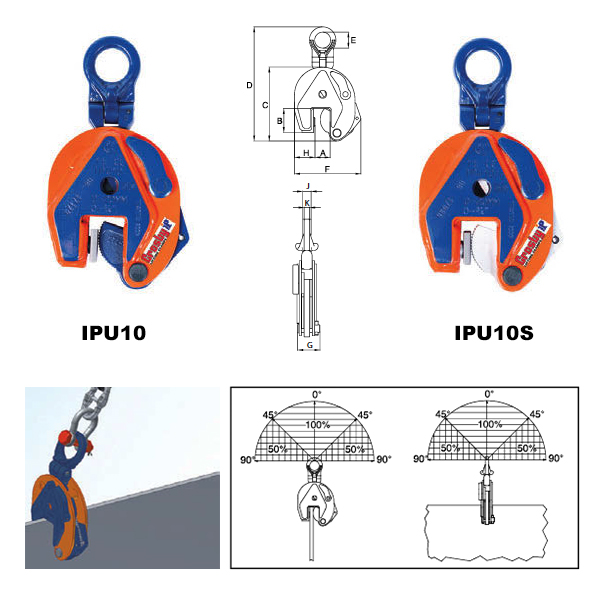 IPU10 Vertical Clamps (Crosby) Diagram