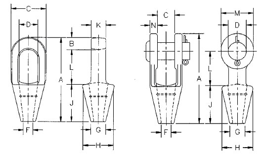 Spelter Socket Assemblies / Boom Pendants: Specs