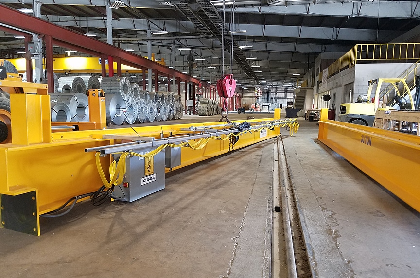 Buying New Vs. Used Overhead Crane: Crane Waiting to Be Installed