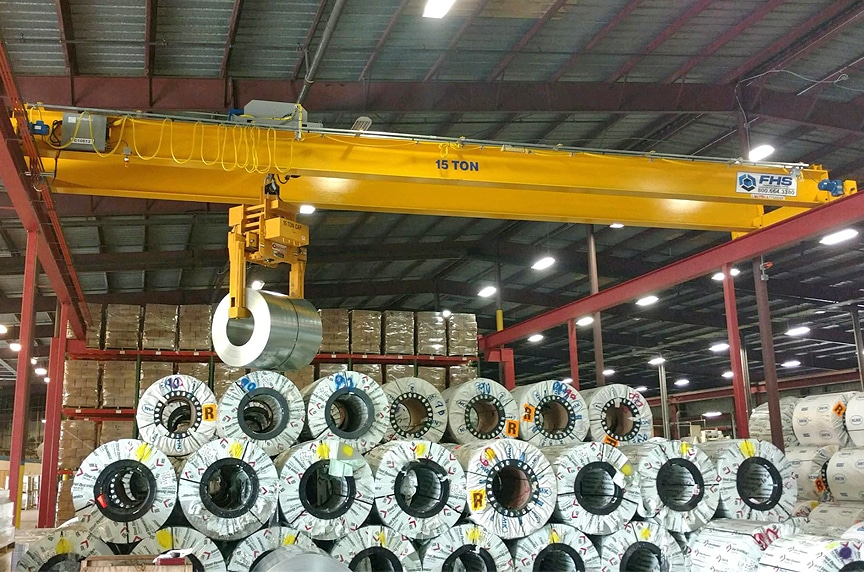 Overhead Cranes: Modular Cranes vs. Engineered Process Cranes: Engineered Crane with Coil Lifter