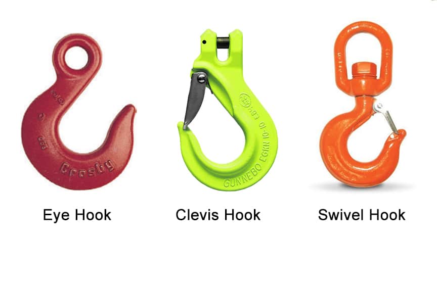 What are the Different Types of Lifting Hooks and Sling Hooks: Eye, Clevis, and Swivel Hooks