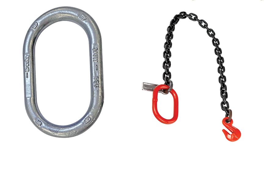 Master Links and Rings: Oblong Master Link Alone and On a Single-Leg Chain Sling