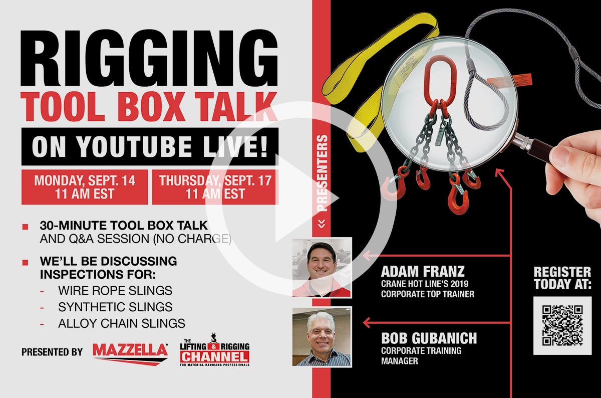 Mazzella’s Online Rigging Tool Box Talk  (9/17/2020)