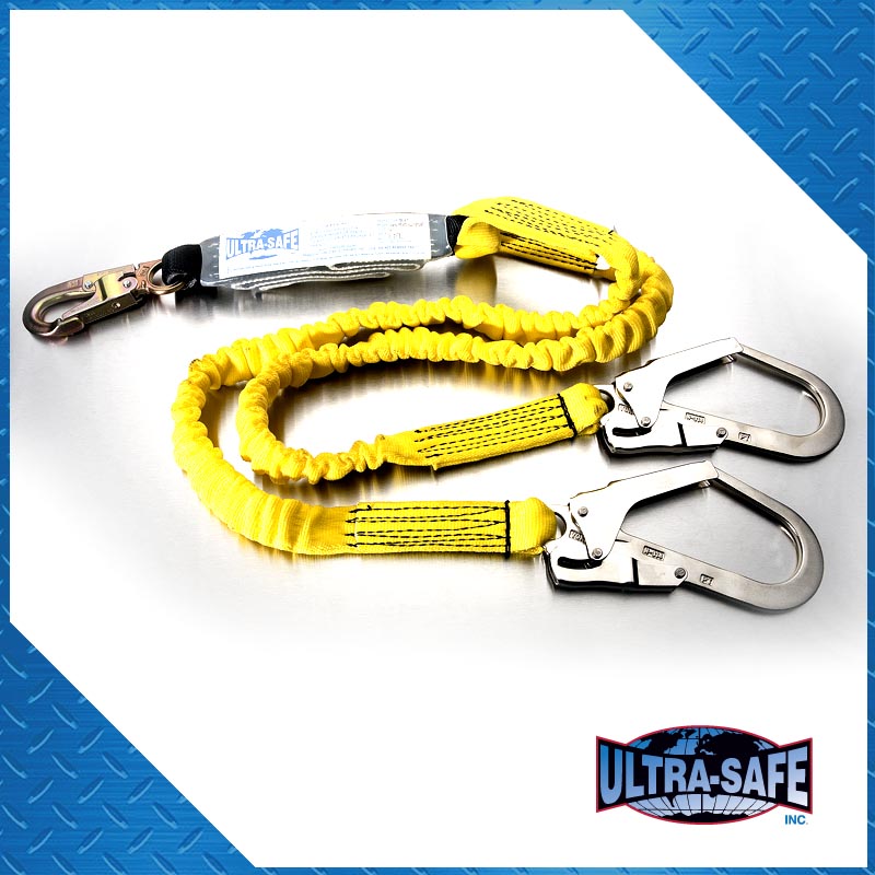 Ultra-Safe 1″ x 6’ Shock-Absorbing Y-Lanyard with 2” Rebar Hooks
