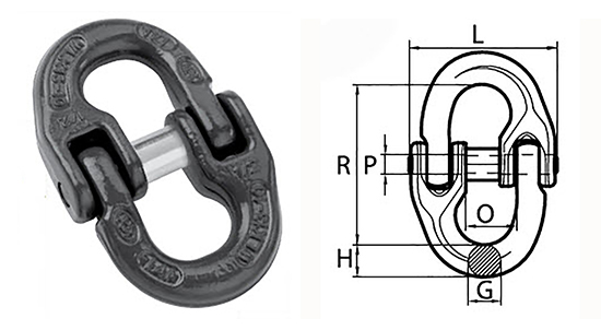 Peerless Peer-Lift Mechanical Coupling Link (Grade 80) Spec Drawing