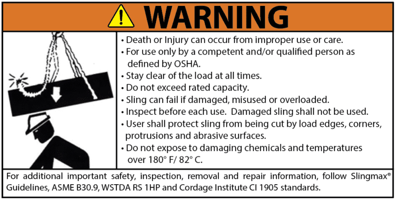 Sling-Max Roundsling Warning