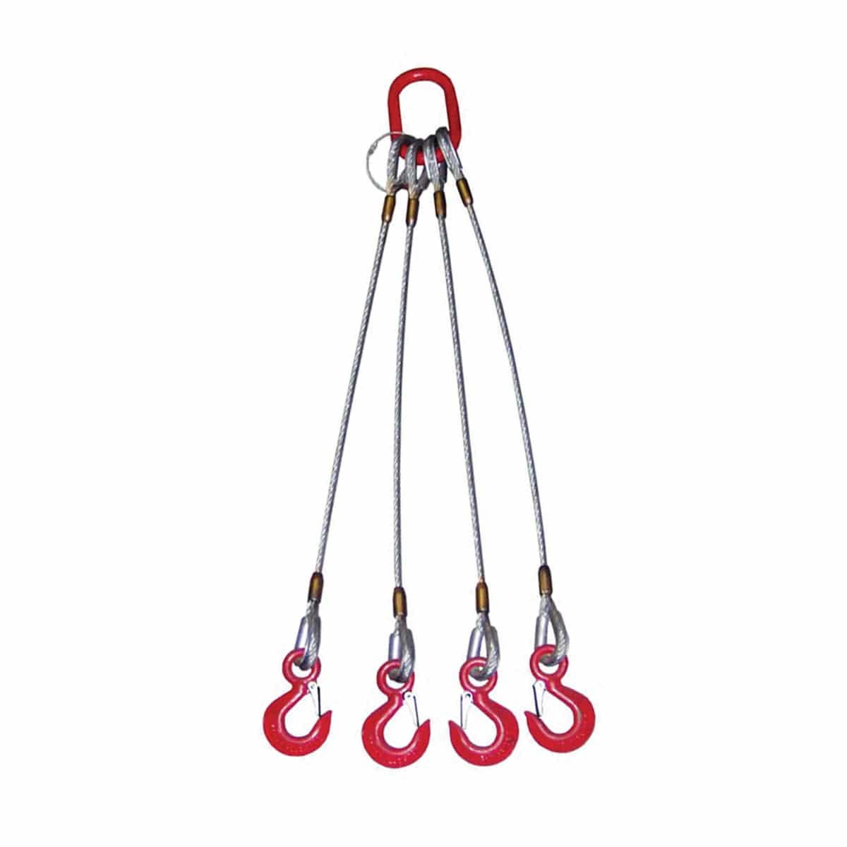 Two Leg Wire Rope Sling | 2.5 Ton Vertical Rated | Eye Hooks with Safety  Latches | 3/8 Dia. | 3' Length | EIPS 6x25 IWRC | Hanes Supply (HSI) Heavy