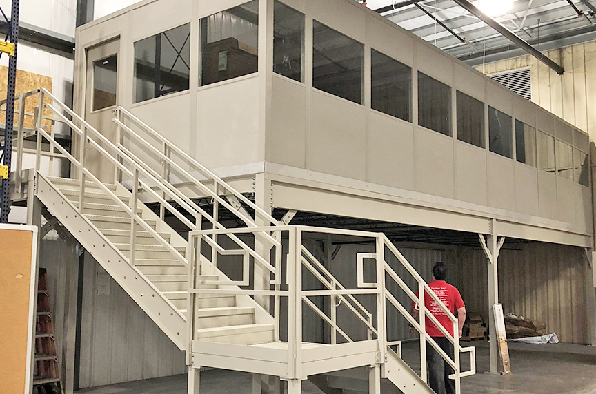 How Can a Mezzanine Help Increase Warehouse Storage, Productivity: Mezzanine with Office