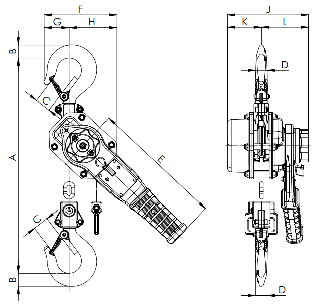 CM Series 653A Lever Hoist Drawing