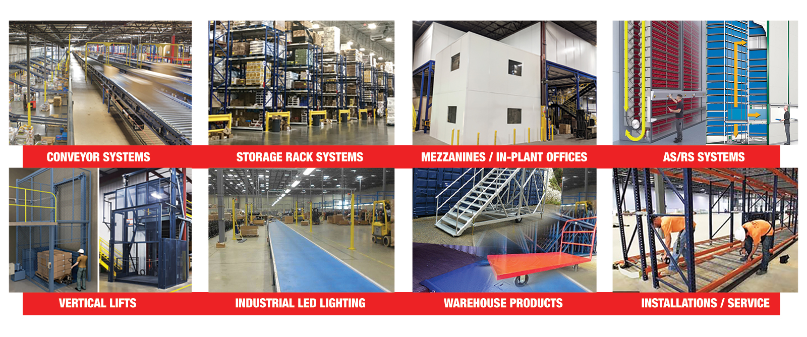 Warehouse Solutions – Conveyors, Racking, Mezzanines, Modular Offices, LED Lighting, and more!