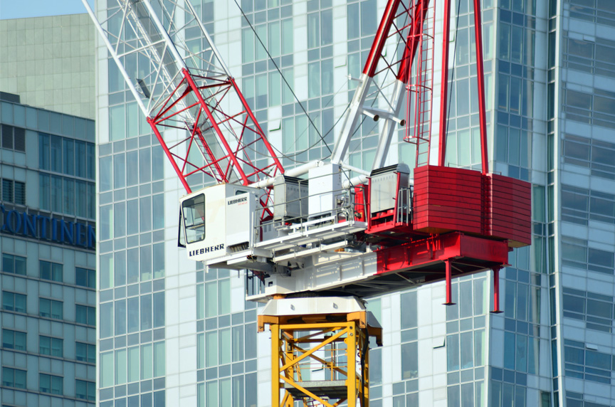 Liebherr Tower Crane Cab in a Dense City