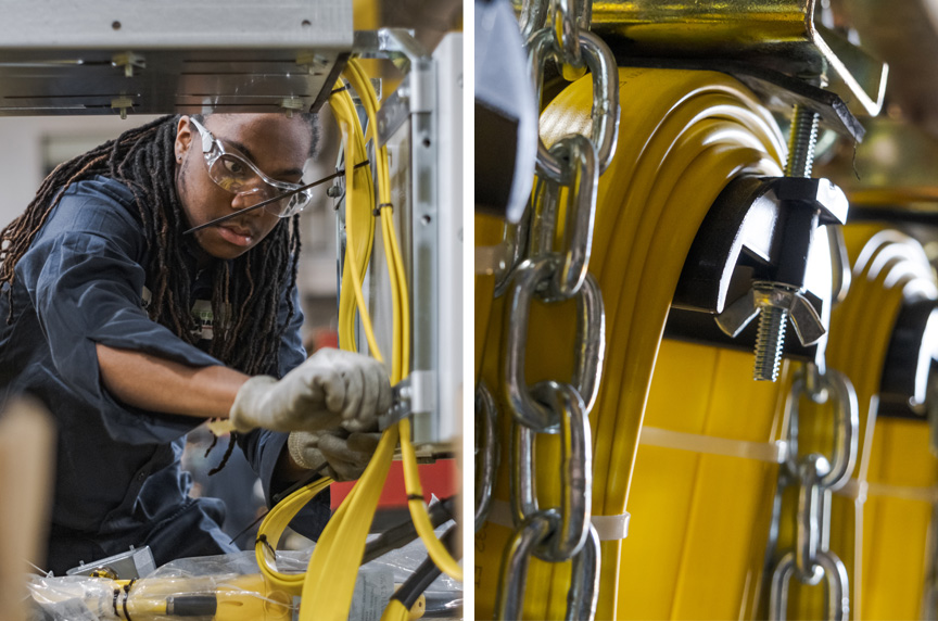 Crane Service Technician Works to Install New Crane Electrification