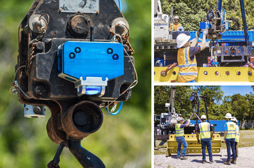 Crosby BlokAlert System Being Installed Onto Mobile Crane Block In the Field