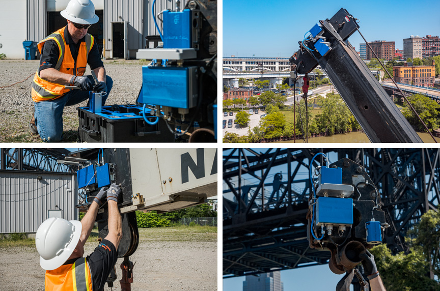 Crosby BlokCam System Being Set Up and Used on Mobile Crane in a City