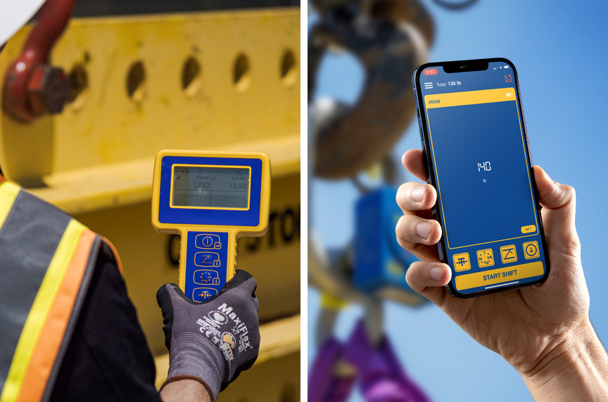 Crosby Straightpoint Wireless Load Shackle Being Monitored on Different Devices