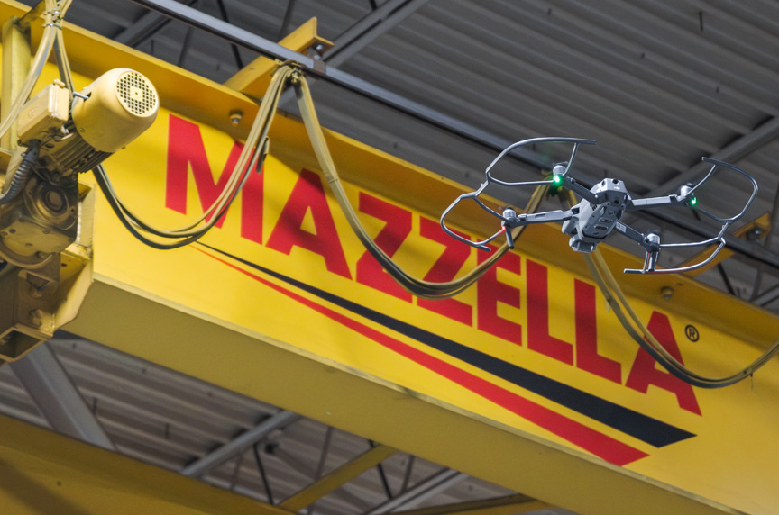 Drone being used for an overhead crane frequent inspection