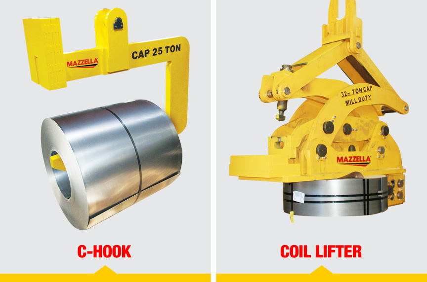 Mazzella-engineered C-Hook and Coil Lifter below-the-hook lifting devices