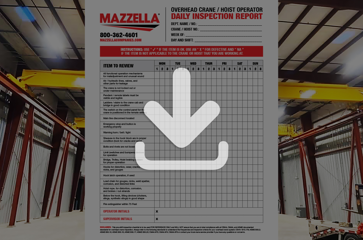 Overhead Crane Operator Daily Inspection [Checklist]
