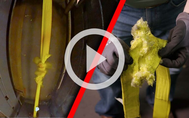 Synthetic Web Sling Damage: Break Tests on Heat, UV, Cuts, Knots, and Weld Splatter